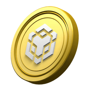Detalle decorativo con la moneda BNB de Binance dentro de la sección de confianza de la comunidad